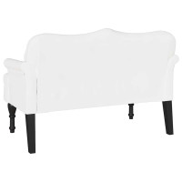 Produktbild för Chesterfield Bänk med kudde Vit 120,5 x 65 x 75 cm Konstläder