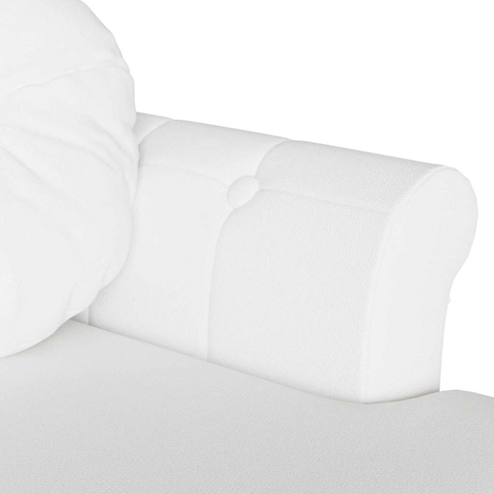 Produktbild för Chesterfield Bänk med kudde Vit 120,5 x 65 x 75 cm Konstläder