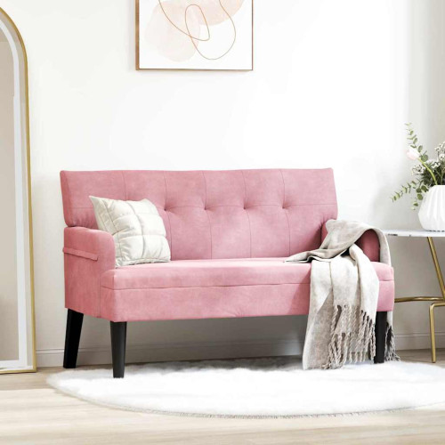 vidaXL Chesterfield Bänk Rosa 112 x 65,5 x 75 cm Sammet