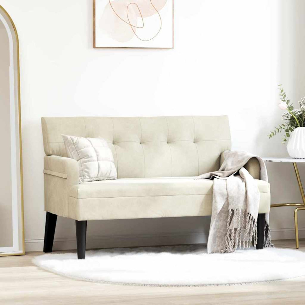 Produktbild för Chesterfield Bänk Kräm 112 x 65,5 x 75 cm Sammet