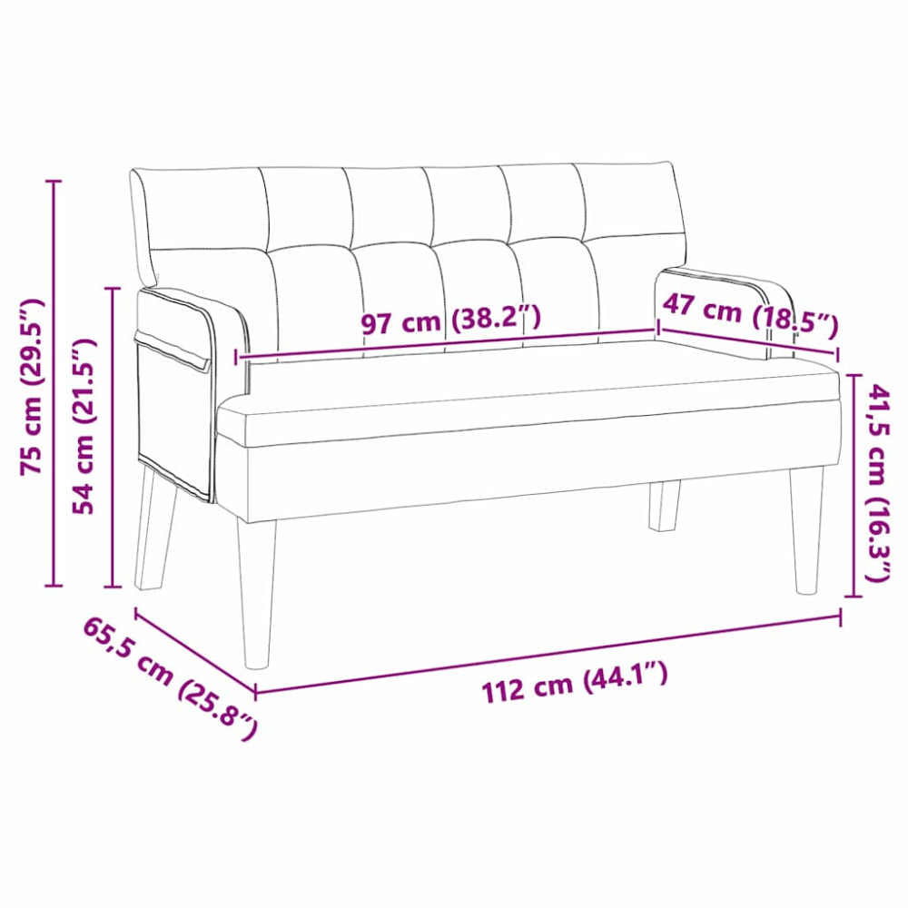 Produktbild för Chesterfield Bänk Kräm 112 x 65,5 x 75 cm Sammet