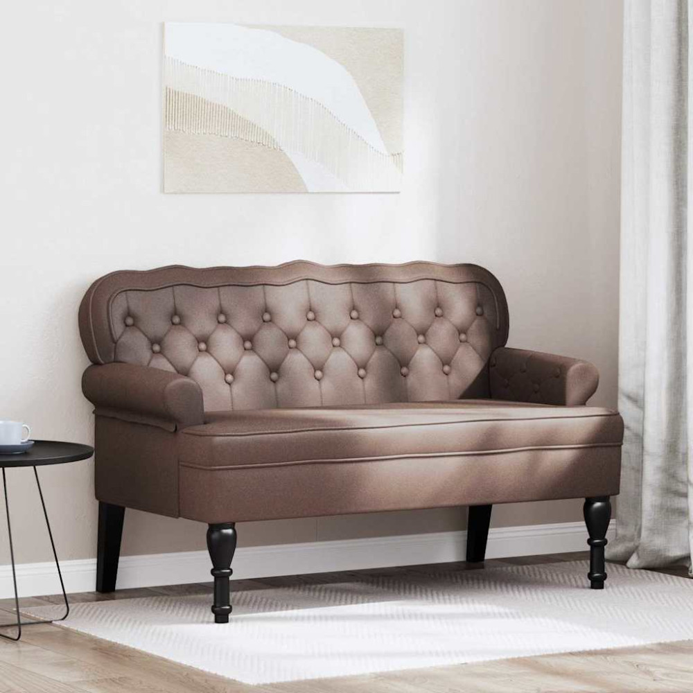 Produktbild för Chesterfield Bänk Brun 119,5 x 64,5 x 75 cm Konstläder