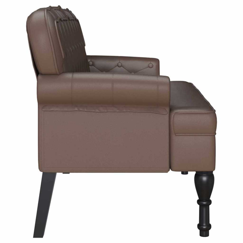 Produktbild för Chesterfield Bänk Brun 119,5 x 64,5 x 75 cm Konstläder
