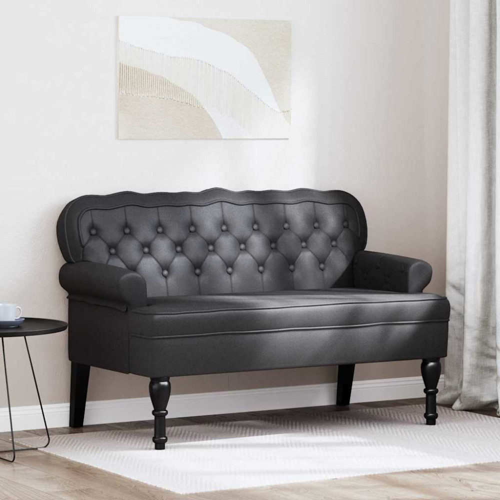 Produktbild för Chesterfield Bänk Svart 119,5 x 64,5 x 75 cm Konstläder