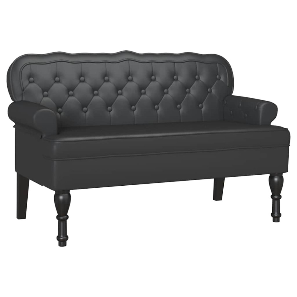 Produktbild för Chesterfield Bänk Svart 119,5 x 64,5 x 75 cm Konstläder