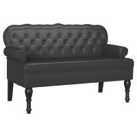Produktbild för Chesterfield Bänk Svart 119,5 x 64,5 x 75 cm Konstläder