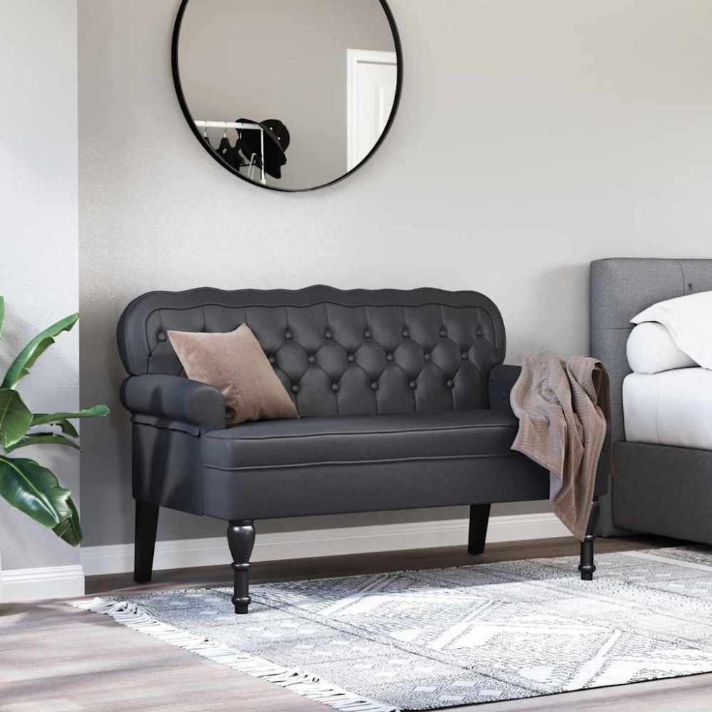 Produktbild för Chesterfield Bänk Svart 119,5 x 64,5 x 75 cm Konstläder