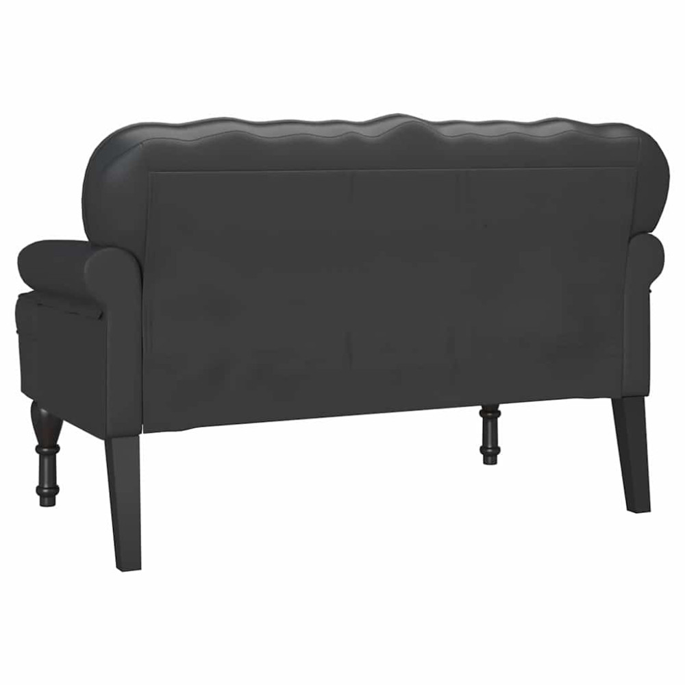 Produktbild för Chesterfield Bänk Svart 119,5 x 64,5 x 75 cm Konstläder