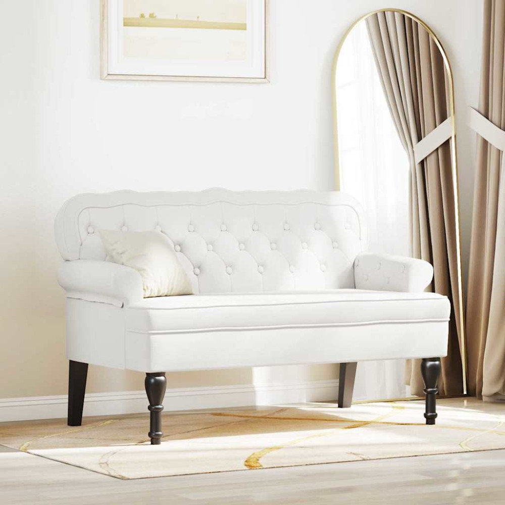 Produktbild för Chesterfield Bänk Vit 119,5 x 64,5 x 75 cm Konstläder