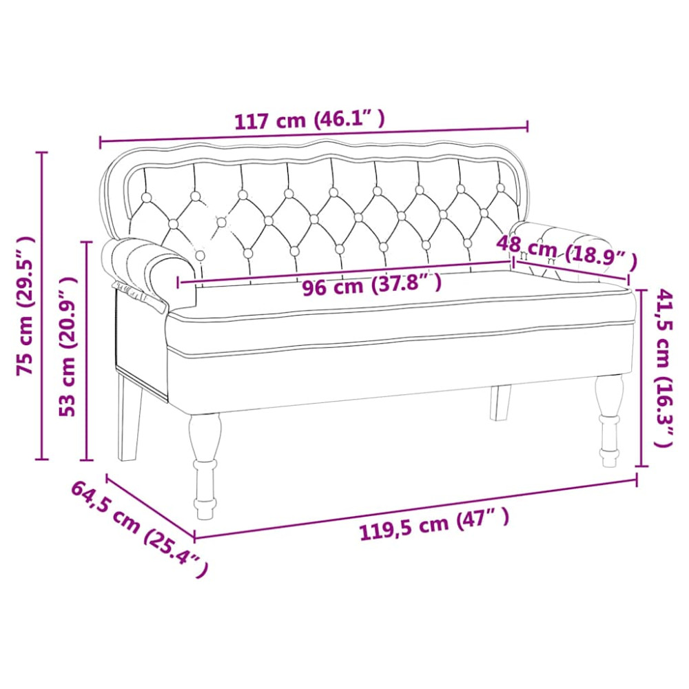Produktbild för Chesterfield Bänk Vit 119,5 x 64,5 x 75 cm Konstläder