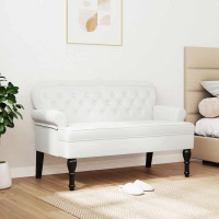 Produktbild för Chesterfield Bänk Vit 119,5 x 64,5 x 75 cm Konstläder
