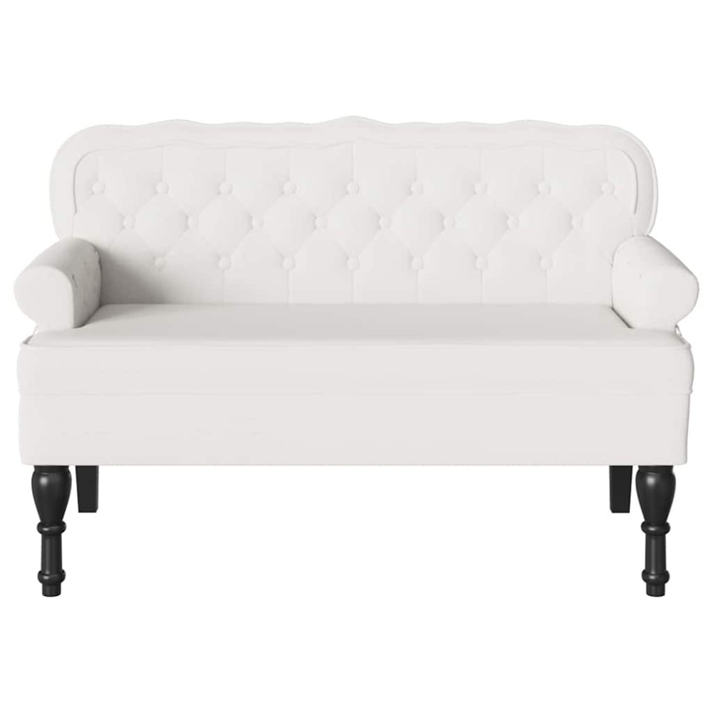 Produktbild för Chesterfield Bänk Vit 119,5 x 64,5 x 75 cm Konstläder