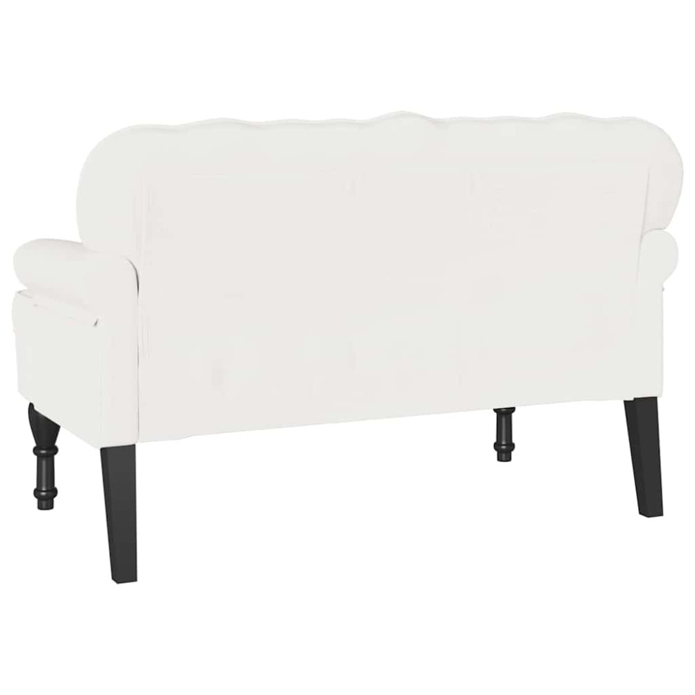 Produktbild för Chesterfield Bänk Vit 119,5 x 64,5 x 75 cm Konstläder