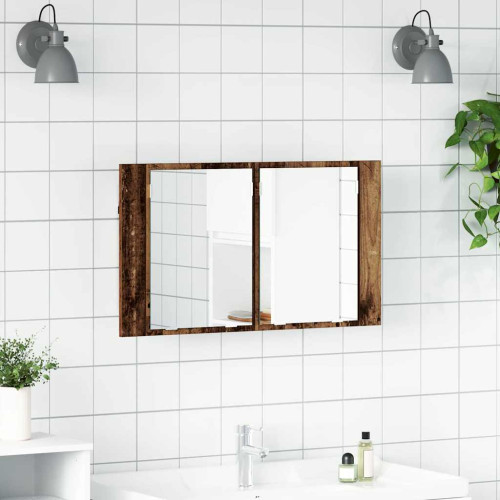 vidaXL Badrumsspegelskåp Gammalt trä 80 x 12 x 45 cm Konstruerat trä