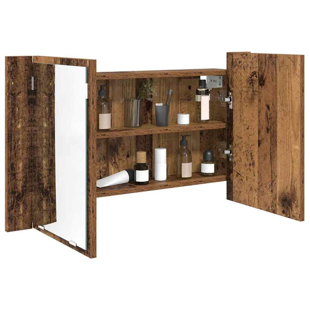 Produktbild för Badrumsspegelskåp Gammalt trä 80 x 12 x 45 cm Konstruerat trä