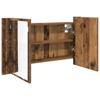 Produktbild för Badrumsspegelskåp Gammalt trä 80 x 12 x 45 cm Konstruerat trä