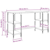 Produktbild för Skrivbord med hylla Artisan Ek 140 x 50 x 75 cm Konstruerat trä