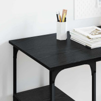 Produktbild för Skrivbord med hylla Svart Ek 140 x 50 x 75 cm Konstruerat trä