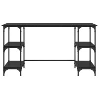 Produktbild för Skrivbord med hylla Svart Ek 140 x 50 x 75 cm Konstruerat trä