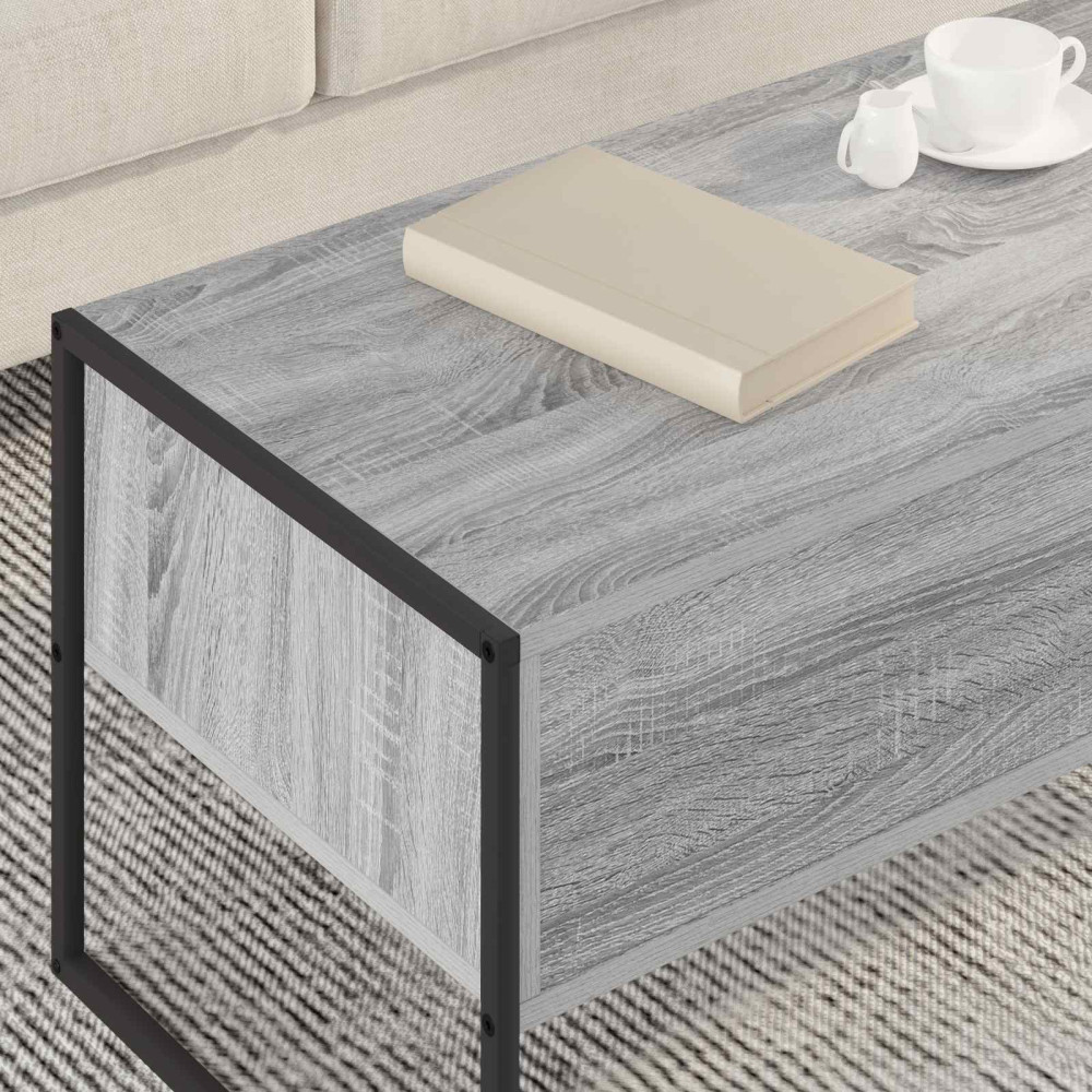 Produktbild för Kaffeebord med låda Grå Sonoma 100 x 46 x 40 cm Konstruerat trä