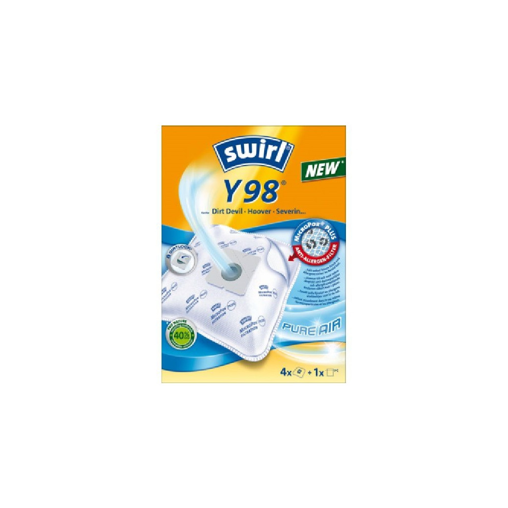 Produktbild för Swirl Y 98, Dammpåse, Vit, Dirt Devil, Hoover, Severin, 4 st...