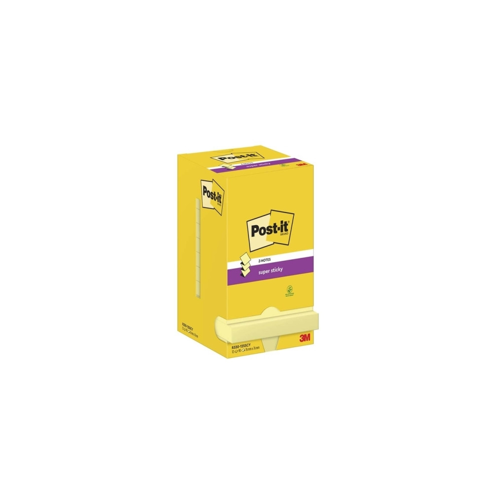 Produktbild för Post-it Super Sticky R330-12SSCY - Z-notes - 76 x 76 mm - 1080 ark (12 x 90)