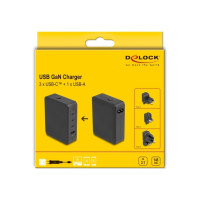 Produktbild för Delock - strömadapter - GaN, 3 x USB-C PD 3.1 och 1 x USB-A med 145W strömadapter EU/US/UK - 145 Watt