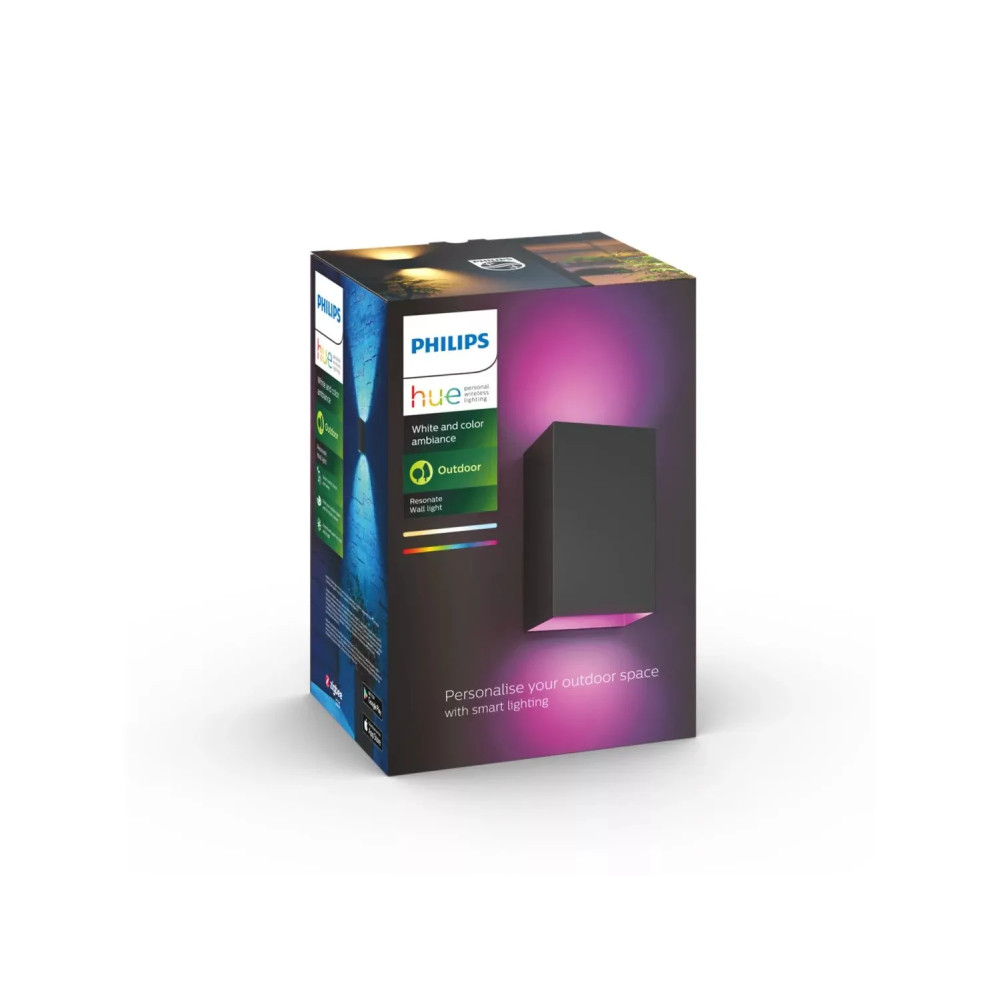Produktbild för Philips Hue White and Color Ambiance Resonate - vägglampa - LED x 2 - 8 W - 2000-6500 K - svart