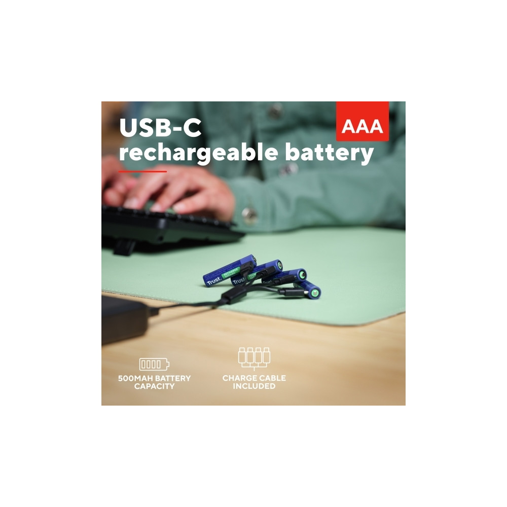 Produktbild för Trust batteri - USB-C - med batteri - 4 x AAA