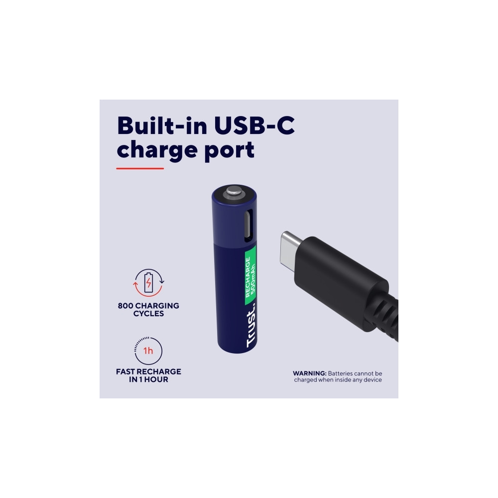 Produktbild för Trust batteri - USB-C - med batteri - 4 x AAA