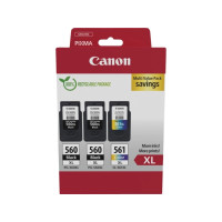 Produktbild för Canon PG-560XL x2/CL-561XL Multi Value Pack - 3-pack - Lång livslängd - svart, färg (cyan, magenta, gul) - original - bläckpatron