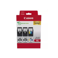 Produktbild för Canon PG-560XL x2/CL-561XL Multi Value Pack - 3-pack - Lång livslängd - svart, färg (cyan, magenta, gul) - original - bläckpatron