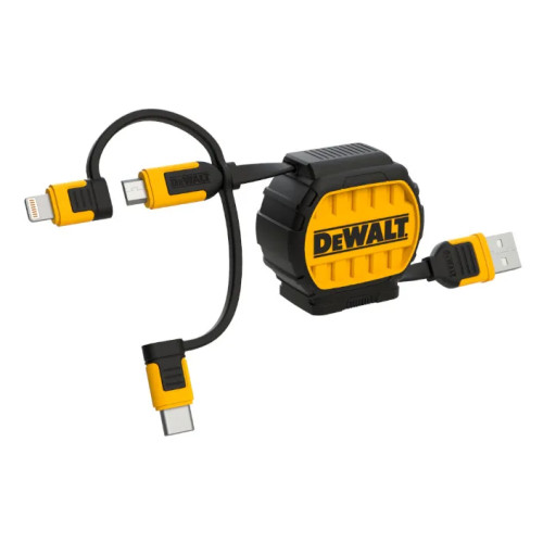 DeWalt DeWalt kabel 3-i-1 för USB-C, Lightning/Micro USB indragbar...