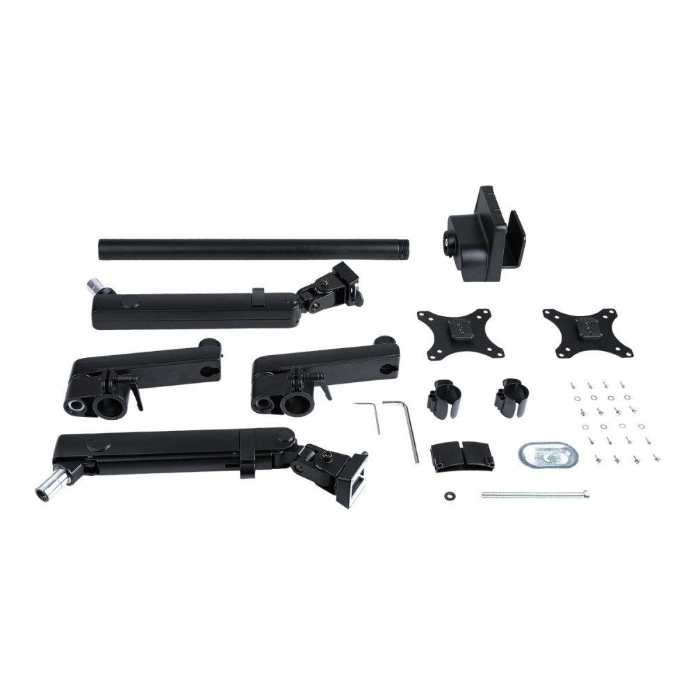 Produktbild för StarTech.com Desk Mount Dual Monitor Arm, Full Motion Monitor Mount for 2x VESA Displays up to 32" (up to 17lb/8kg), Ergonomic Vertical Stackable Arms, Articulating, Height Adjustable - Pole Mount, C-Clamp/Grommet (ARMDUALPIVOT) monteringssats - dubbel ar