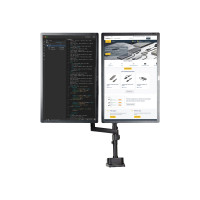 Produktbild för StarTech.com Desk Mount Dual Monitor Arm, Full Motion Monitor Mount for 2x VESA Displays up to 32" (up to 17lb/8kg), Ergonomic Vertical Stackable Arms, Articulating, Height Adjustable - Pole Mount, C-Clamp/Grommet (ARMDUALPIVOT) monteringssats - dubbel ar