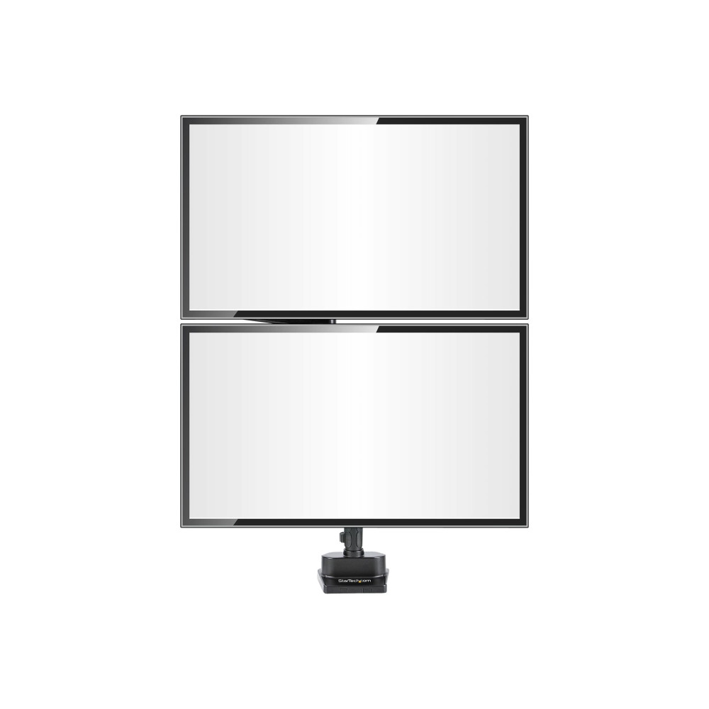 Produktbild för StarTech.com Desk Mount Dual Monitor Arm, Full Motion Monitor Mount for 2x VESA Displays up to 32" (up to 17lb/8kg), Ergonomic Vertical Stackable Arms, Articulating, Height Adjustable - Pole Mount, C-Clamp/Grommet (ARMDUALPIVOT) monteringssats - dubbel ar