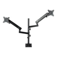 Produktbild för StarTech.com Desk Mount Dual Monitor Arm, Full Motion Monitor Mount for 2x VESA Displays up to 32" (up to 17lb/8kg), Ergonomic Vertical Stackable Arms, Articulating, Height Adjustable - Pole Mount, C-Clamp/Grommet (ARMDUALPIVOT) monteringssats - dubbel ar