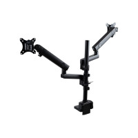 Produktbild för StarTech.com Desk Mount Dual Monitor Arm, Full Motion Monitor Mount for 2x VESA Displays up to 32" (up to 17lb/8kg), Ergonomic Vertical Stackable Arms, Articulating, Height Adjustable - Pole Mount, C-Clamp/Grommet (ARMDUALPIVOT) monteringssats - dubbel ar