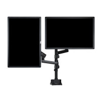 Produktbild för StarTech.com Desk Mount Dual Monitor Arm, Full Motion Monitor Mount for 2x VESA Displays up to 32" (up to 17lb/8kg), Ergonomic Vertical Stackable Arms, Articulating, Height Adjustable - Pole Mount, C-Clamp/Grommet (ARMDUALPIVOT) monteringssats - dubbel ar