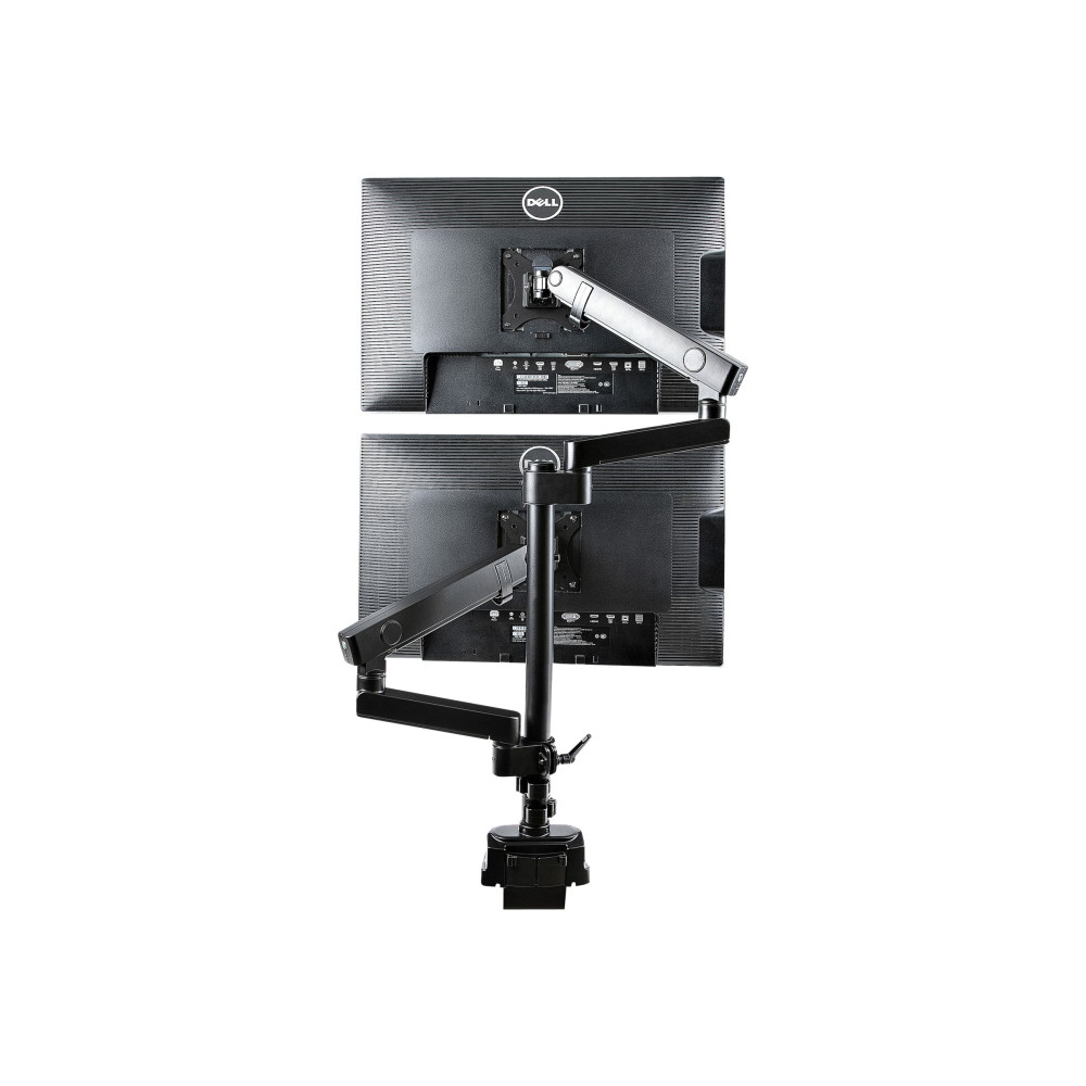 Produktbild för StarTech.com Desk Mount Dual Monitor Arm, Full Motion Monitor Mount for 2x VESA Displays up to 32" (up to 17lb/8kg), Ergonomic Vertical Stackable Arms, Articulating, Height Adjustable - Pole Mount, C-Clamp/Grommet (ARMDUALPIVOT) monteringssats - dubbel ar