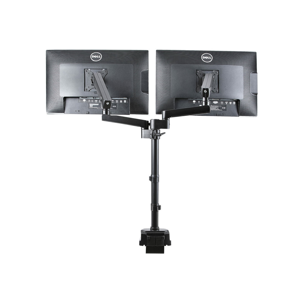 Produktbild för StarTech.com Desk Mount Dual Monitor Arm, Full Motion Monitor Mount for 2x VESA Displays up to 32" (up to 17lb/8kg), Ergonomic Vertical Stackable Arms, Articulating, Height Adjustable - Pole Mount, C-Clamp/Grommet (ARMDUALPIVOT) monteringssats - dubbel ar