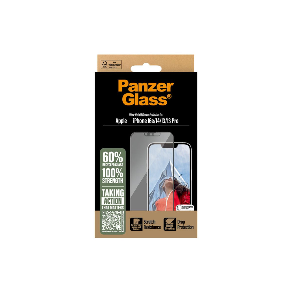 Produktbild för PanzerGlass - skärmskydd för mobiltelefon - ultrabred passning med EasyAligner