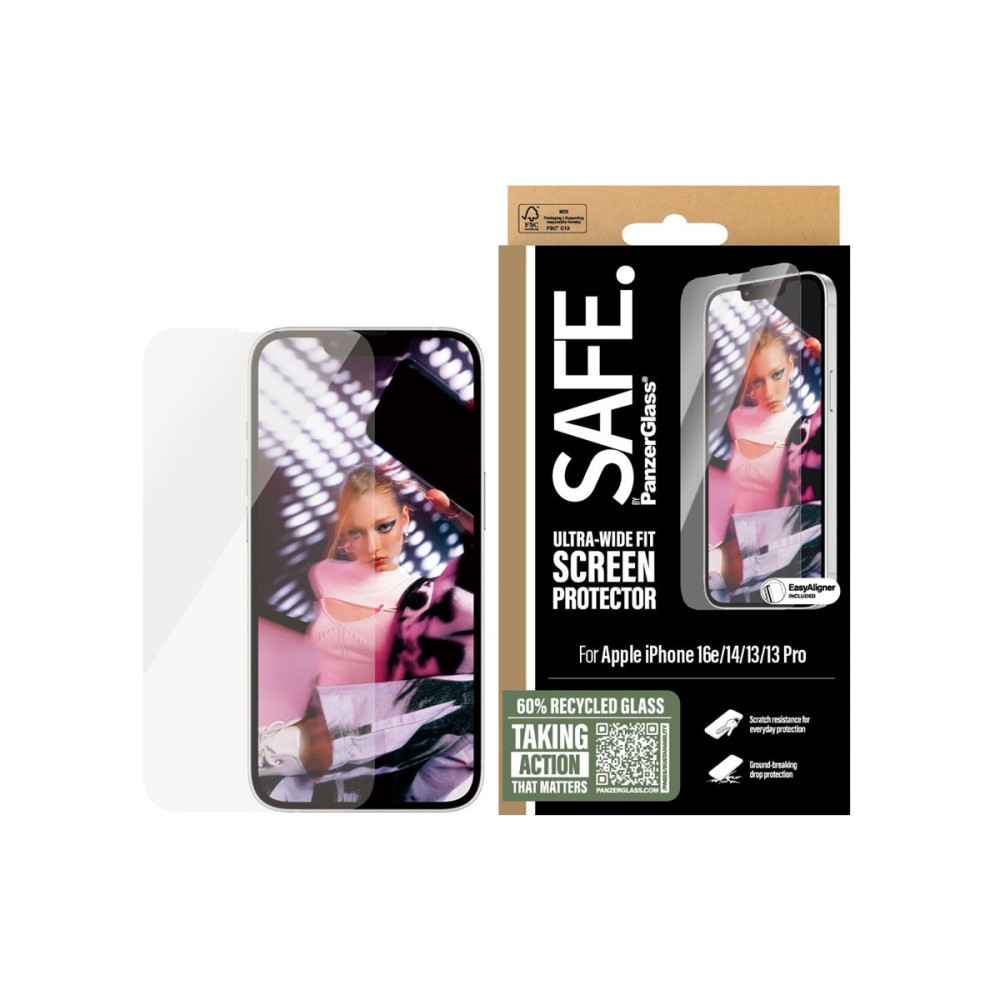 Produktbild för SAFE. by PanzerGlass - skärmskydd för mobiltelefon - ultra-bred passform med aligner