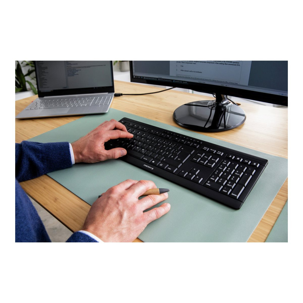 Produktbild för CHERRY STREAM DESKTOP COMFORT - sats med tangentbord och mus - 100% full size - QWERTY - USA/Europa - gråsvart Inmatningsenhet