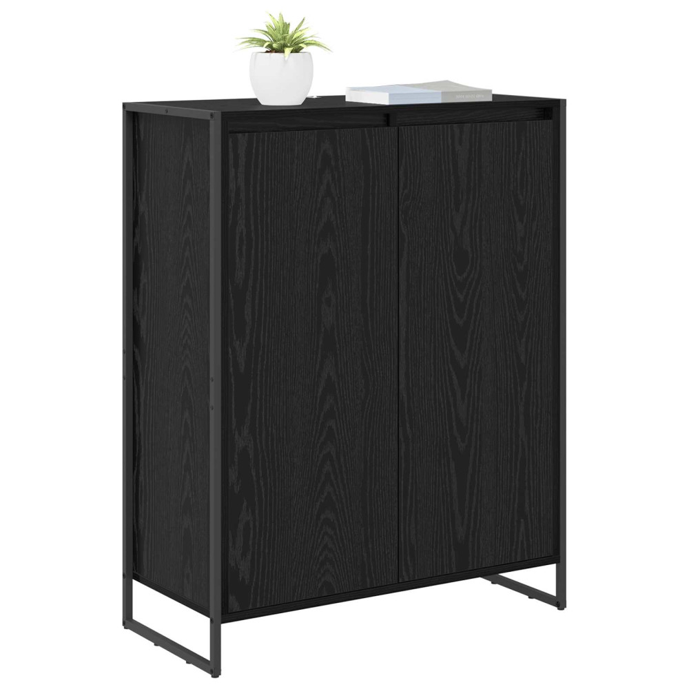 Produktbild för Skoskåp med lagring Svart Ek 79 x 36 x 100 cm Konstruerat trä
