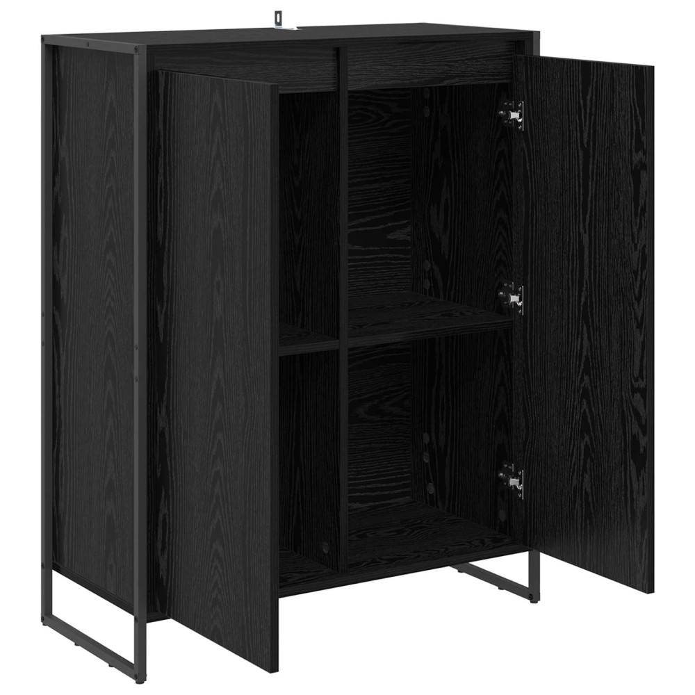 Produktbild för Skoskåp med lagring Svart Ek 79 x 36 x 100 cm Konstruerat trä
