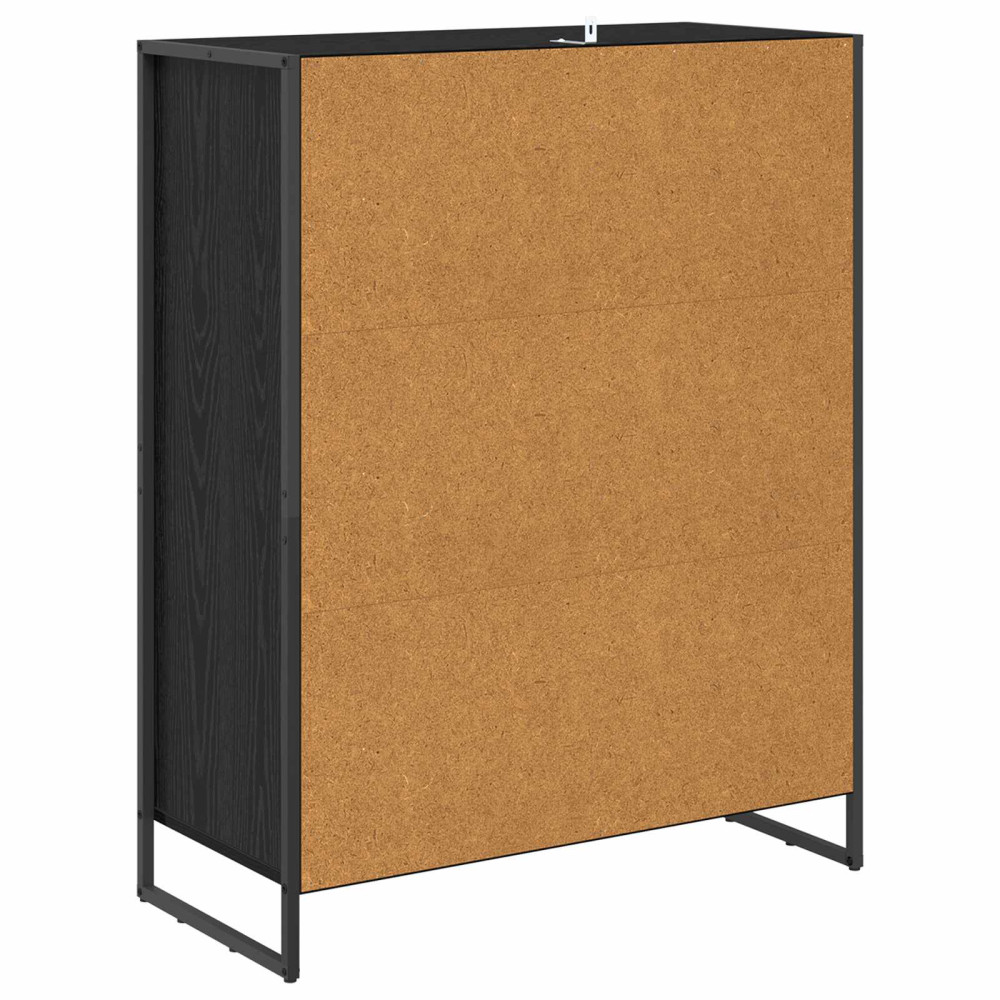 Produktbild för Skoskåp med lagring Svart Ek 79 x 36 x 100 cm Konstruerat trä