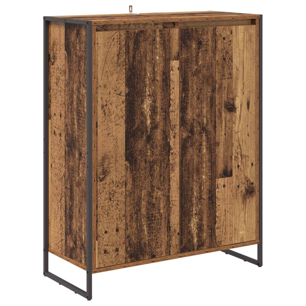 Produktbild för Skoskåp med dörr Gammalt trä 79 x 36 x 100 cm Konstruerat trä