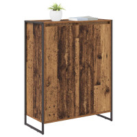 Produktbild för Skoskåp med dörr Gammalt trä 79 x 36 x 100 cm Konstruerat trä