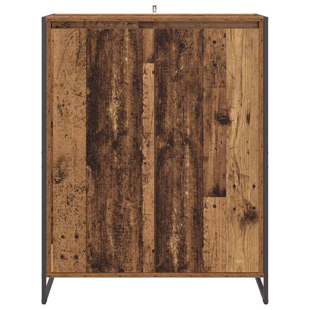 Produktbild för Skoskåp med dörr Gammalt trä 79 x 36 x 100 cm Konstruerat trä